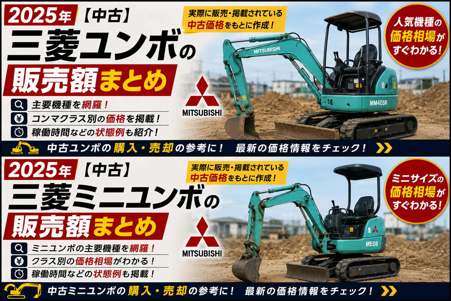 2025年 三菱ユンボ販売価格