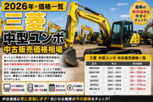 2026年 三菱 中型 ユンボ 中古販売価格相場一覧